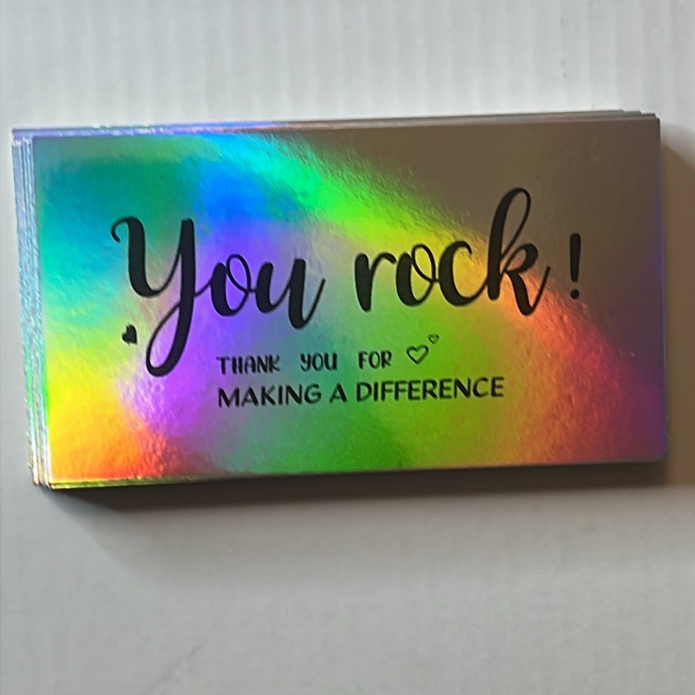 (25) Hand Crafted Holographic Thank You Cards NWT